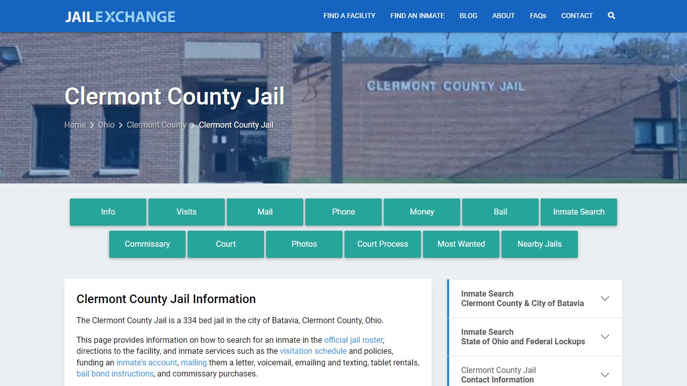 Clermont County Jail, OH Inmate Search, Information